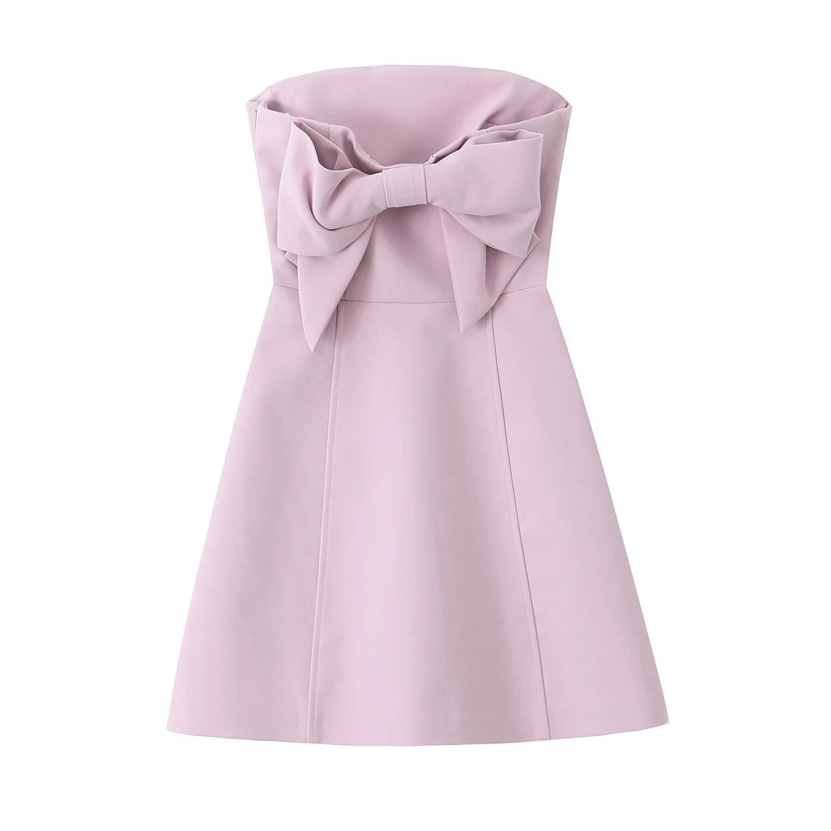 Strapless Pink Mini Dress with Bow Detail