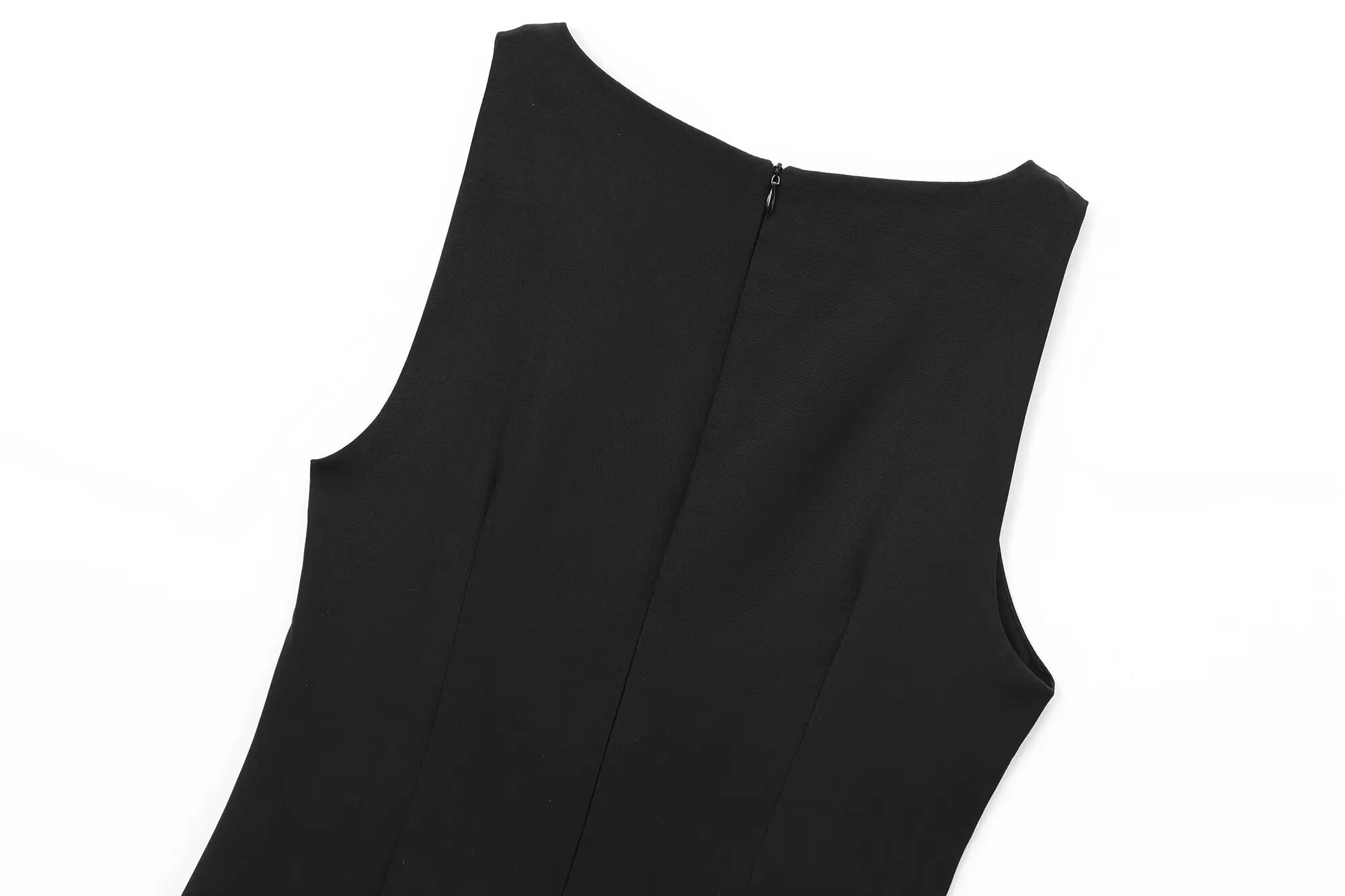 Black Sleeveless Mini Dress with Feather Details