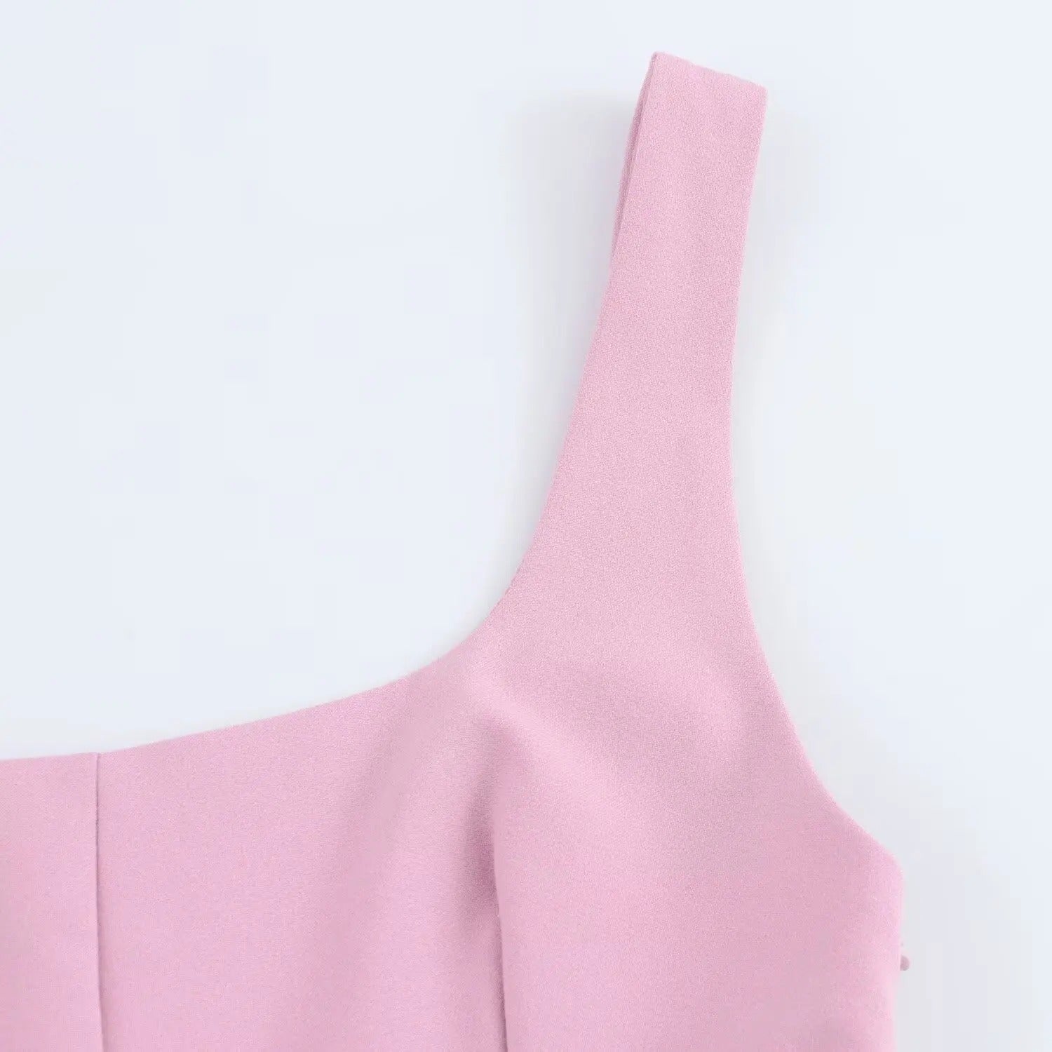 Sleeveless Mini Dress with Square Neckline and Pleated Design